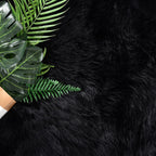 Latepis Black Rug for Living Room Faux Fur 5x6.7 Fluffy Rug Washable Sheepskin Rugs for Bedroom Bedside Dorm Luxury Home Décor, Rectangle