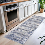 KOZYFLY Modern Abstract Washable Rug Runner 2x6 Runners for Hallways Non-Slip Soft Kitchen Runner Rugs, Print Grey-Blue Striped Carpet Runner for Entryway Bathroom Laundry Room Foyer