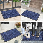 Colorxy Waterproof Doormat, Sturdy Natural Rubber Front Indoor Mat, Non Slip Low Profile Indoor Outdoor Door Mats, Stain and Fade Resistant Floor Mat, Easy Clean Patio Entrance Mat, 59''x23'', Navy