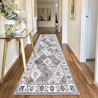 HEBE Hallway Runner Rug 2'8''x8' Washable Vintage Distressed Area Rugs Non Slip Laundry Rug Runner Boho Floor Carpet Runners for Hallways Entryway Laundry Room Kitchen Bathroom