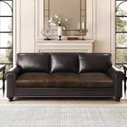 Leather Look Couch Cushion Covers Sofa Seat Slipcovers Sets Couches Furniture Protector for Sectional Armchair Loveseat Pets Kids Stretch Spandex Fabric (3 Cushion XL Sofa, Brown)