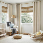 Linen Textured Total Blackout Curtains 84 Inches Long, Butter Cream