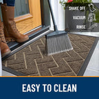 OLANLY Front Door Mat Indoor Outdoor Entrance, Waterproof All-Season, All-Weather Doormat, Sturdy Natural Rubber, Low Profile, Easy Clean Patio Porch Entryway Mat, Herringbone Brick (Brown, 71x23)