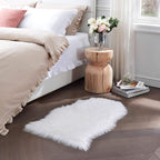 Faux Fur Rug Sofa Chairs Cover, White Small Rug for Bedroom, 2X3 Shaggy Furry Rugs for Kids Room, Shag Fluffy Rugs for Nursery Room, Soft Fuzzy Plush Carpet, Cute Floor Dorm Decor