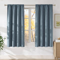 NICETOWN Mist Blue Faux Linen Room Darkening Rod Pocket Curtains 63 inch Length, W42 x L63, Light Blocking Thermal Insulated Noise Reducing Drapes for Bedroom Living Room Farmhouse Decor, 2 Panels