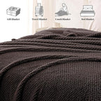 Whale Flotilla Extra Large Fuzzy Fleece Throw Blanket for Couch, 50x70 Inch Fluffy Warm Soft Jacquard Blankets for All Season, Lightweight and Cozy, Coffee