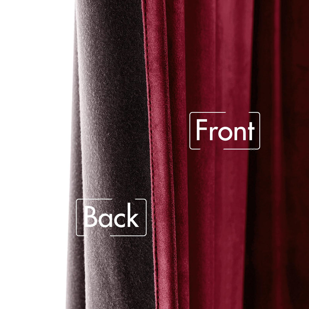 MIULEE Velvet Curtains 52x90 inches 2 Panels Burgundy Red Blackout Curtains