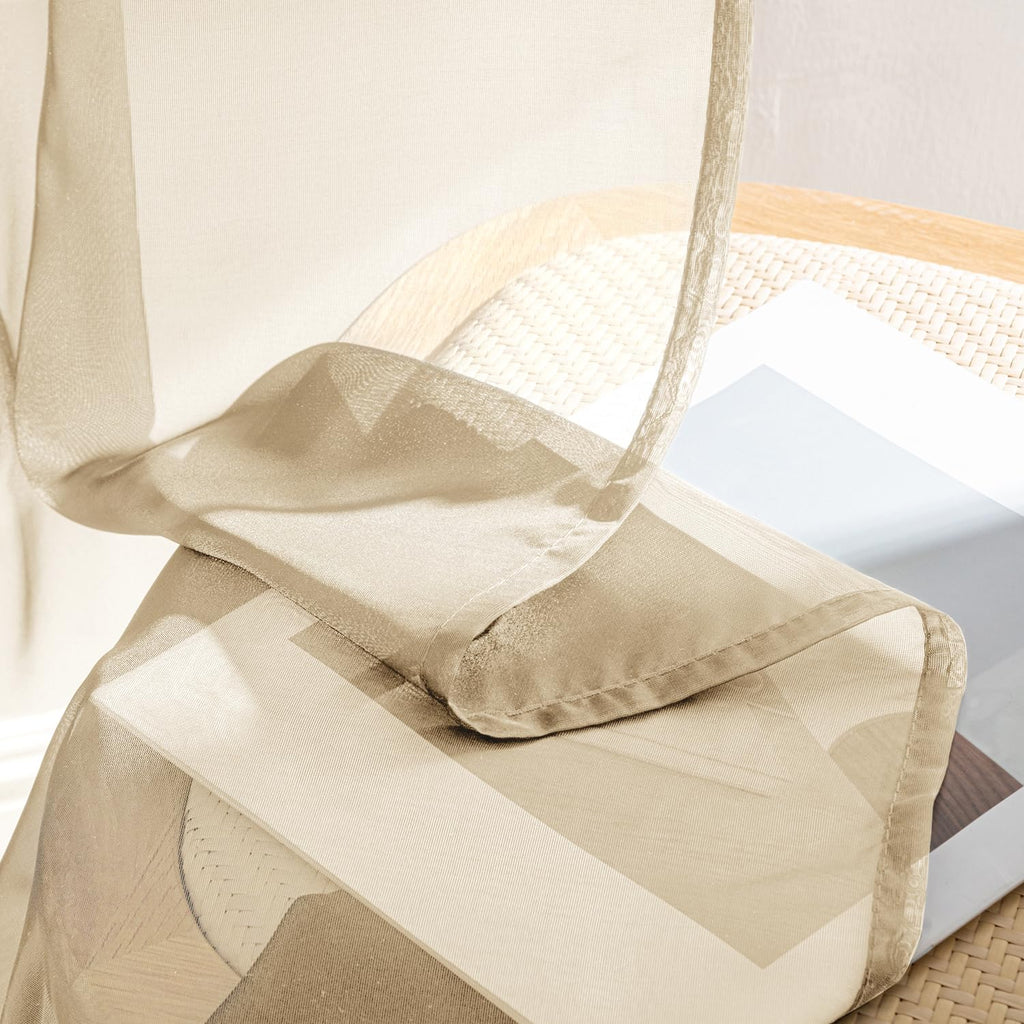 MIULEE Cream Sheer Curtains 63 Inches Long 4 Panels 42 x 63 Inches