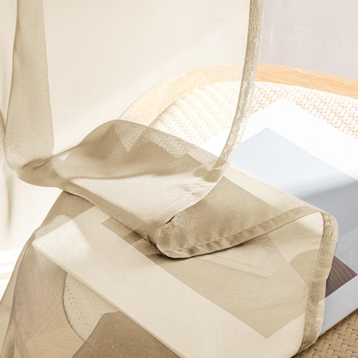 MIULEE Cream Sheer Curtains 63 Inches Long 4 Panels 42 x 63 Inches