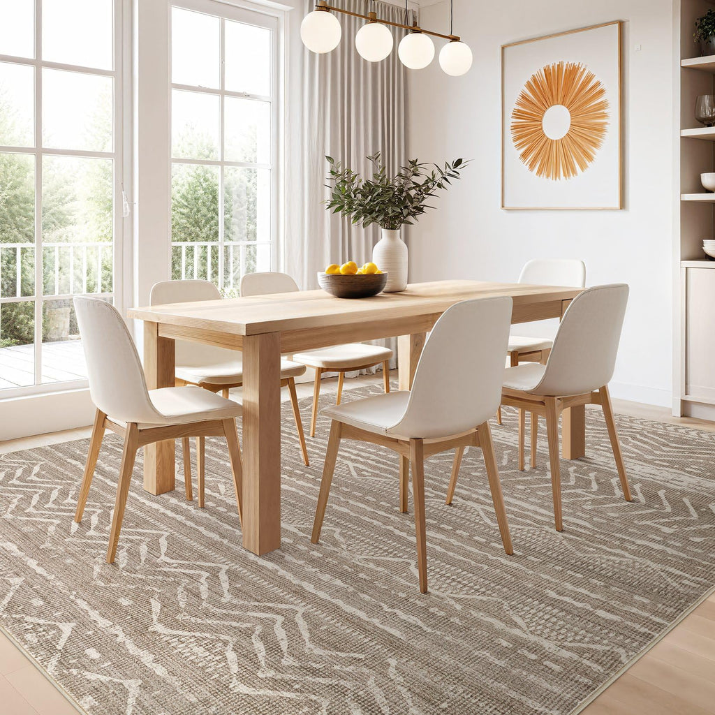 Nakagishi Boho 7x9 Area Rug Living Room Rugs Machine Washable Dark Brown
