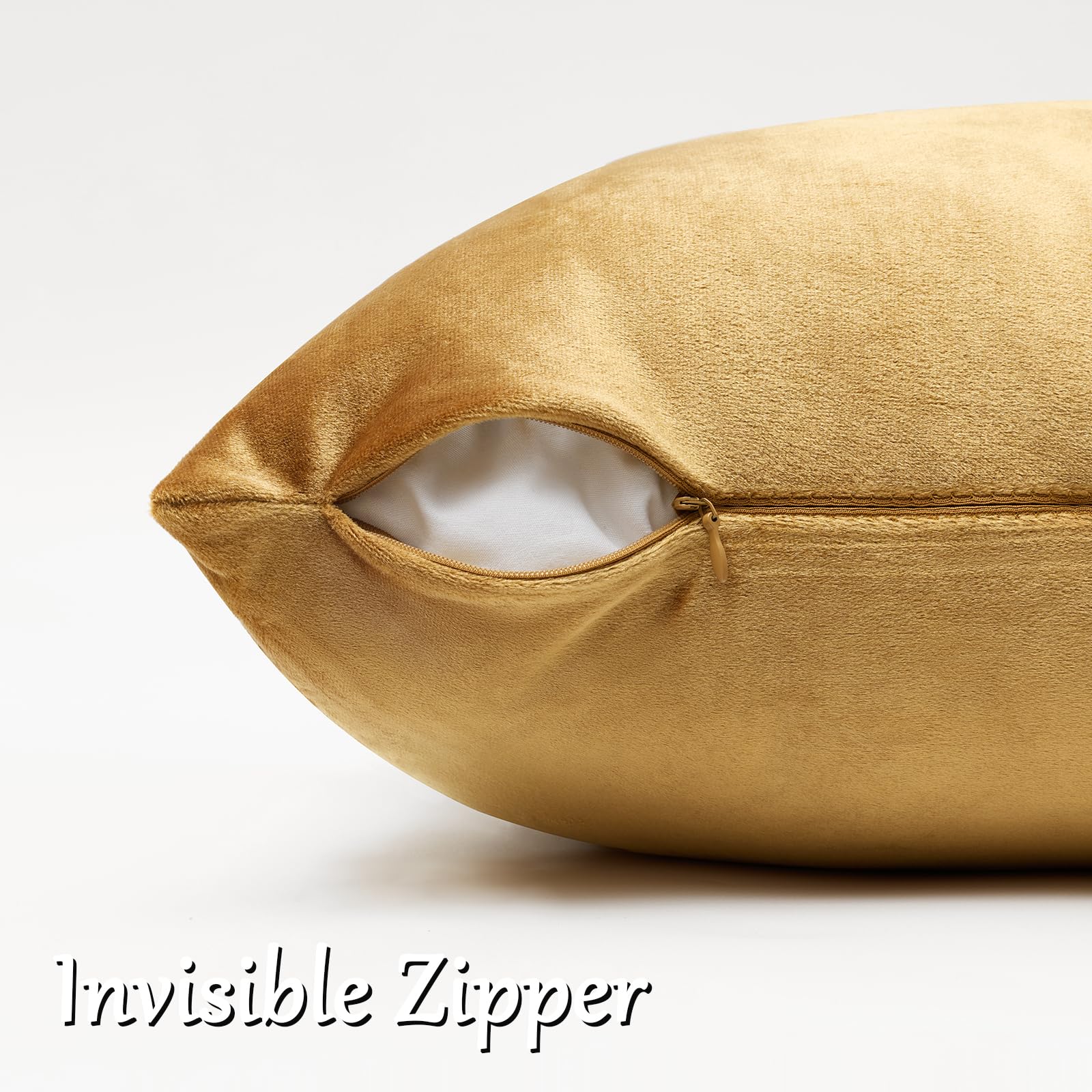 GIGIZAZA Golden Velvet Pillow Covers 22x22 Decorative Pillows Pack of 2