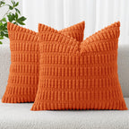 MIULEE Corduroy Decorative Throw Pillow Covers 20x20 Crimson Pack of 2