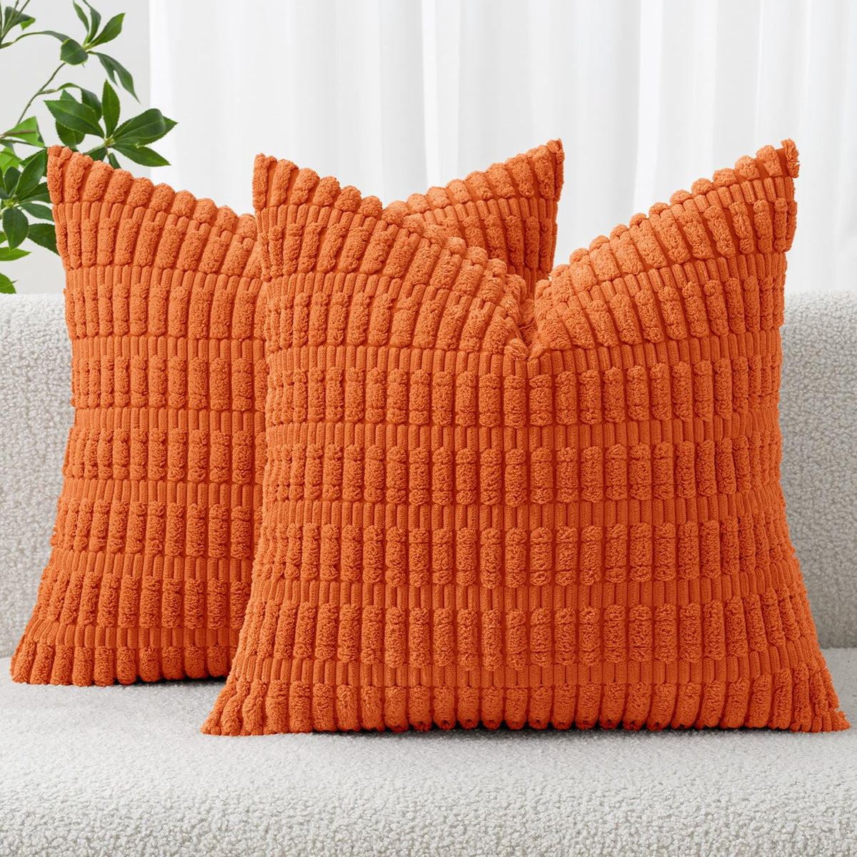 MIULEE Corduroy Decorative Throw Pillow Covers 20x20 Crimson Pack of 2