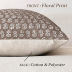 Foindtower Set of 2 Decorative Floral Long Body Lumbar Throw Pillow Covers Vintage Accent Farmhouse Cushion Covers Neutral Home Decor for Sofa Couch Chair Bedroom Living Room,14×36 Inch,Brown