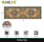 HEBE Hallway Runner Rug 2'x6' Washable Vintage Distressed Area Rugs Non Slip Laundry Rug Runner Boho Floor Carpet Runners for Hallways Entryway Laundry Room Kitchen Bathroom