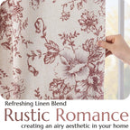 jinchan Floral Linen Blackout Curtains for Bedroom 63 Inches Long