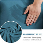 H.VERSAILTEX High Stretch Sofa Slipcover 4 Piece Cover Velvet Furniture Protector Form Fit Thick Velvet Extra Large Sofa Cover for 3 Cushion Couch Width Up to 97 Inch (Large Sofa, Peacock Blue)