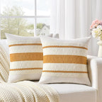 Fancy Homi Set of 1 Mustard Yellow Fall Decorative Throw Pillow Cover 16x16 Inch for Couch Bed Sofa, Autumn Halloween Thanksgiving Home Decor, Soft Cotton Aesthetic Cushion Case