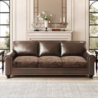 ANARACHON Leather Look Couch Cushion Covers Sofa Seat Slipcovers Sets Couches Furniture Protector for Sectional Armchair Loveseat Pets Kids Stretch Spandex Fabric (3 Cushion XL Sofa, Dark Brown)