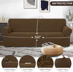 U-NICE HOME 4 Seater Stretch Couch Cover Sofa Cover Washable Sofa Slipcover Furniture Protector for 3 Cushion Couch Sofa Pet Friendly, Brown