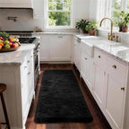 Ophanie Runner Rug for Hallway, 2x6 Bedroom Black Runner Rugs, Non Slip Fluffy Soft Shaggy Bedside Carpet for Kids Girls Boys Home Decor Aesthetic, Dorm Nursery
