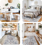 4x10 Washable Hallway Runner Rug: Oriental Living Room Entry Extra Wide Area Rug Ultra Soft Non Slip Runners for Kitchen Dining Room Stain Resistant Low Pile Floor Mat for Bathroom Bedroom(Brick,4x10)