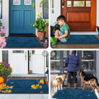 Smiry Front Door Mat Outside Entrance, Low Profile Rubber Doormat, 47x32