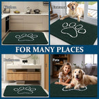 OLANLY Dog Door Mat for Muddy Paws 70x24, Paw Print Design, Absorbs Moisture and Dirt, Absorbent Non-Slip Washable Doormat, Quick Dry Chenille Mud Mat, Entry Indoor Entryway Carpet, Blackish Green