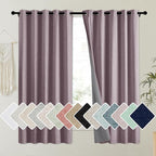 NICETOWN Chaise Mauve Vintage Linen 100% Blackout Curtains for Kitchen, Thermal Insulated Curtains 63" Long, Noise Reducing Window Treatment Drapes for Dorm Room, 62" Wide Per Panel, Set of 2