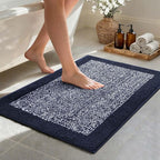 36x24 Large Bathroom Rugs Washable Non Slip, Dark Blue Bath Mat for Bathroom Floor Tub, Soft Absorbent Quick Dry Mats for Shower, Bathtub,Home Decor