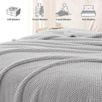Whale Flotilla Twin Size Fuzzy Fleece Blanket for Bed, 60x80 Inch Fluffy Warm Soft Jacquard Blankets for All Season, Lightweight and Cozy, Light Grey