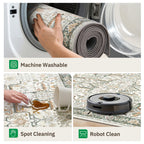 Washable 2x3 Entryway Area Rug - Small Non Slip Vintage Kitchen Runner Rugs Indoor Entrance Soft Neutral Stain Resistant Bathroom Mat Farmhouse Carpet for Bedroom Living Room Entry Laundry 2'x3' Green
