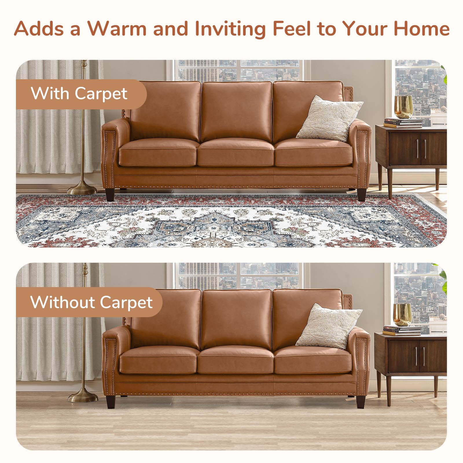OPPODREAM Soft Area Rugs 2x6, Persian-Inspired Washable Rug, Red & Grey