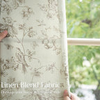 jinchan Linen Floral Curtains for Living Room 96 Inch Length Taupe Printed Flower French Country Curtain Farmhouse Cottage Core Toile Curtains Back Tab Light Filtering Window Drapes Set 2 Panels