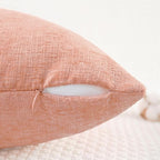 CaliTime Throw Pillow Covers Decorative 24 X 24 Inches Pack of 2 Cozy Chenille Cushion Cases for Couch Sofa Bed Living Room Home Dusty Pink