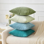 MIULEE Soft Chenille Euro Throw Pillow Covers Teal 26x26 Pack of 2