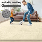 6x9 Area Rug for Living Room: Fluffy Shag Soft Washable Rugs Large Fuzzy Plush Indoor Carpet for Bedroom Nursery Playroom Kids Girls Boys Room (Cream White, 6'x9')
