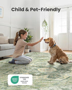 AMADA HOMEFURNISHING 8x10 Area Rug, Washable Low-Profile Large Area Rug with Non-Slip Backing & Durable Edge Binding, Vintage Large Rugs for Living Room, Bedroom