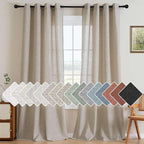 H.VERSAILTEX Living Room Linen Curtains - Semi Sheer, Nickel Grommet Energy Saving Light Filtering Window Treatments Panels for Bedroom, Oatmeal, 2 Panels, 52 x 96 Inch