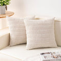 Pack of 2 Corduroy Decorative Throw Pillow Covers 26x26 InchSoft Striped Pillow Covers Modern Farmhouse Home Decor for Sofa Living Room Couch Bed（Cream White）