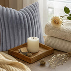 decorUhome Fall Faux Fur Throw Pillow Covers 24x24 Set of 2 Grey