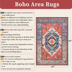 SERISSA 5x8 Area Rugs for Living Room, Large Washable Non-Slip Boho Rug, Ultra Soft Vintage Rust Oriental Tribal Print Distressed Carpet for Bedroom Dining Room Dorm Office Home Decor