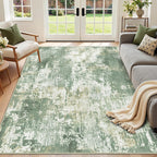 RELEANY Washable 2'x3' Abstract Area Rug for Living Room Light Green