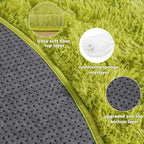 5'x5' Grass Green Round Rug for Bedroom, Ultra Soft Fluffy Circle Rug for Kids Girls Boys Room, Cute Shag Rugs for Living Room Playroom Tent Castle Home Decor Rug