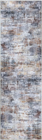 IOHOUZE Abstract Runner Rug 2x7 Ft Washable Runners for Hallways, Non Slip Kitchen Runner Printed Faux Wool Entryway Runners Indoor, Modern Abstract Floor Carpet for Hall Kitchen Bedroom, Orange Grey