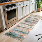 KOZYFLY Modern Abstract Kitchen Runner Rug, 2x6 Washable Rug Runner Non-Slip Soft Hallway Runner Rugs, Green Print Carpet Runner for Entryway Bathroom Laundry Room Foyer
