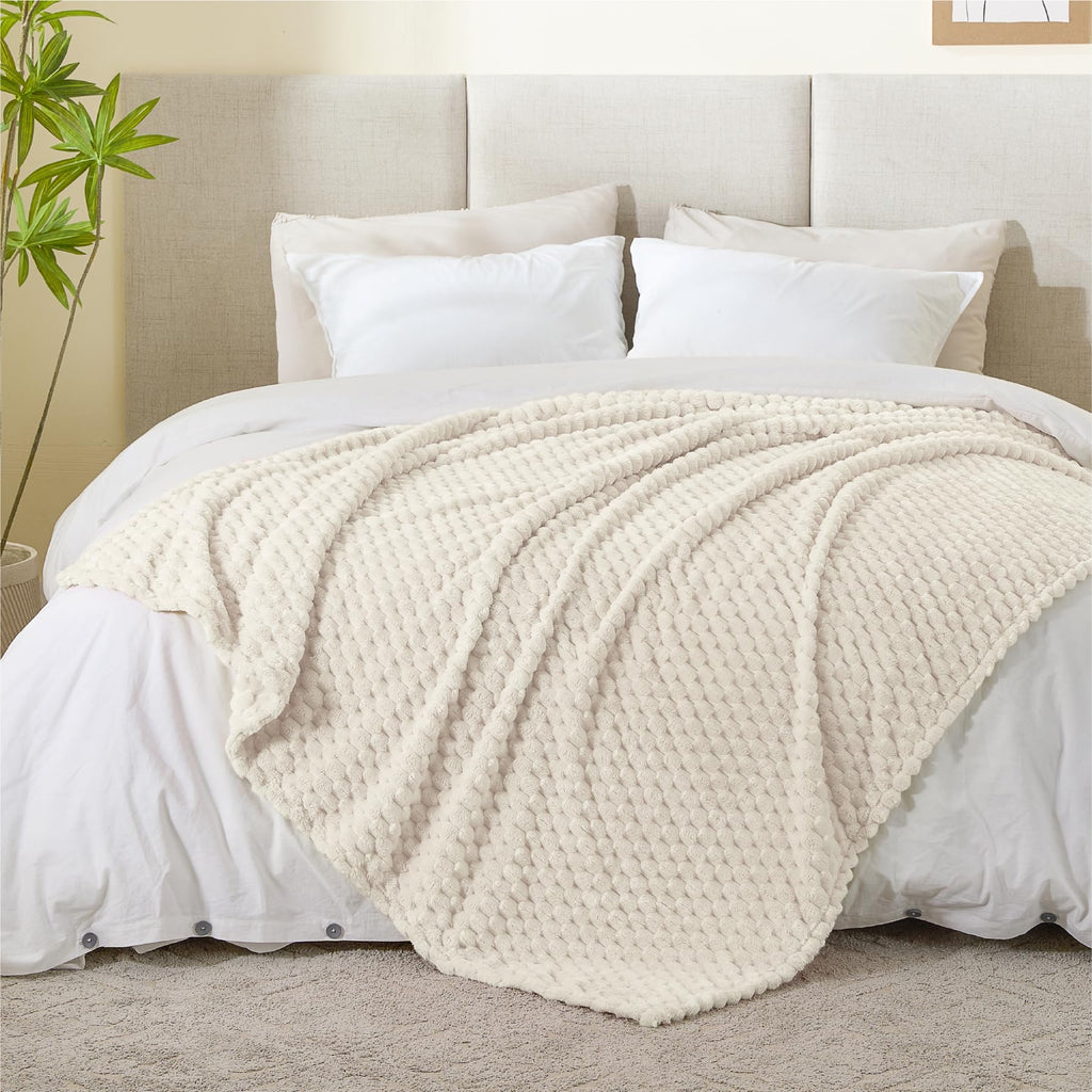 BEDELITE Cream Throw Blanket for Couch, Soft Cozy Gifts for Women, 50 * 60