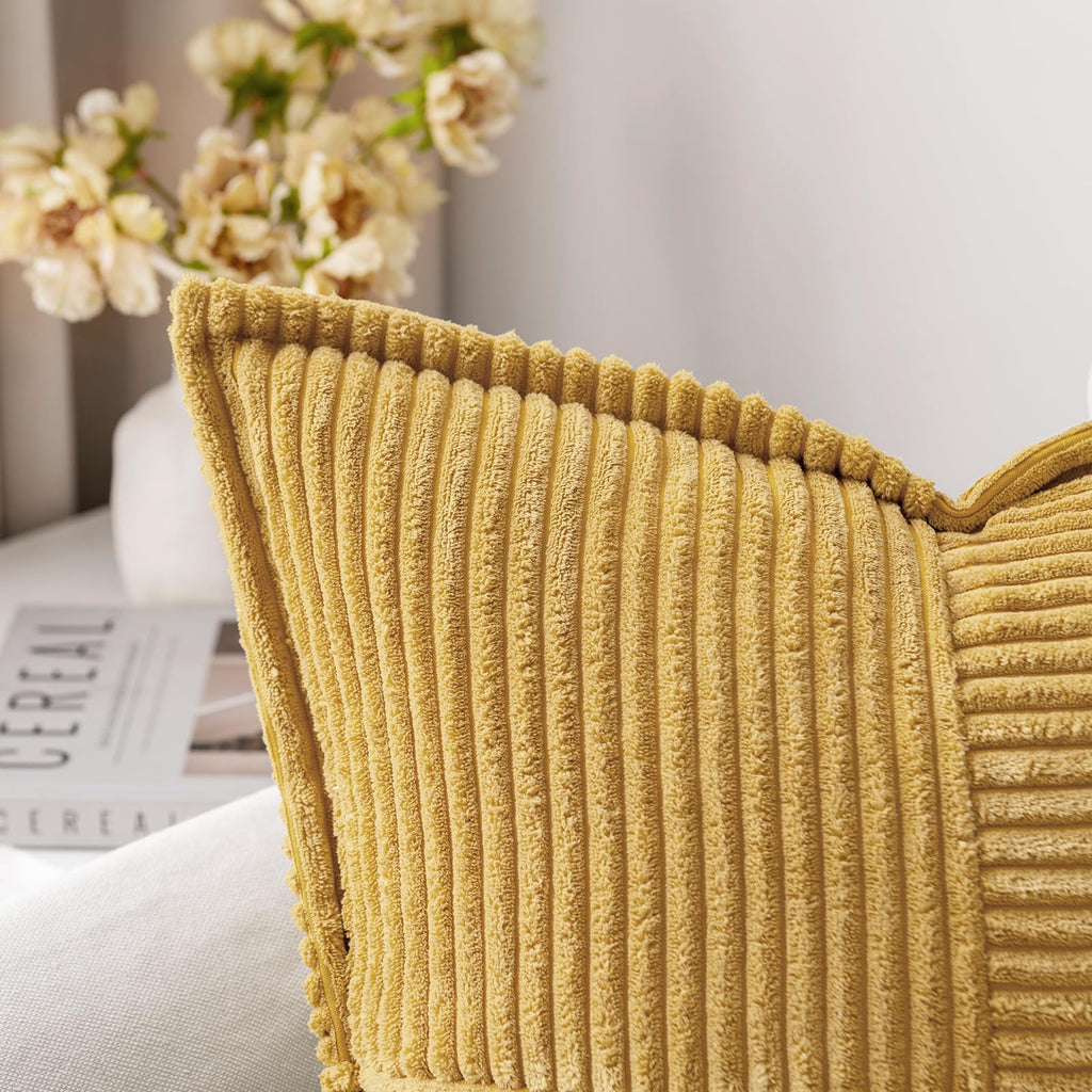 MIULEE Decorative Throw Pillow Covers for Couch 20x20 Inch Gold 2 Pack