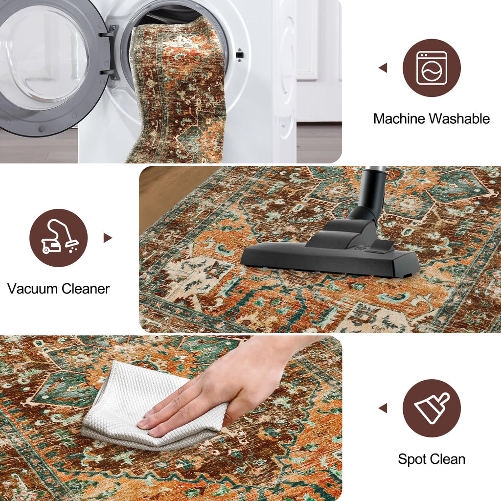 Yamaziot Washable Runner Rug, 3x10 Non-Slip Boho Hallway Kitchen Rug