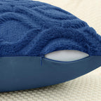 decorUhome Faux Fur Plush Soft Dark Blue Throw Pillow Covers 22x22 Set of 2